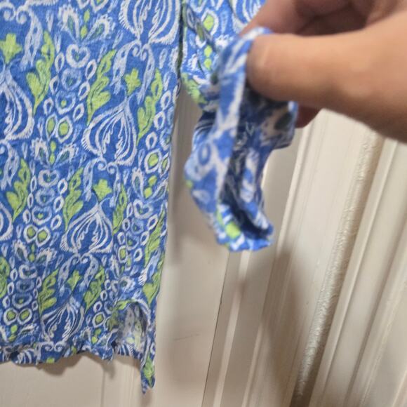 Chico’s Blue Green Linen 3/4 Sleeve Blouse Size 0 Small - Picture 3 of 8